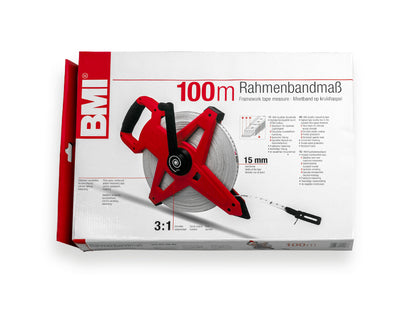 BMI Meetband 100 meter glasvezel kruishaspel met markeerpunt en ring