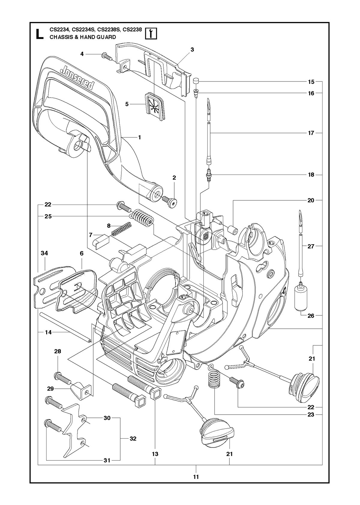 Husqvarna 574417101 onderdelentekening - positie 1