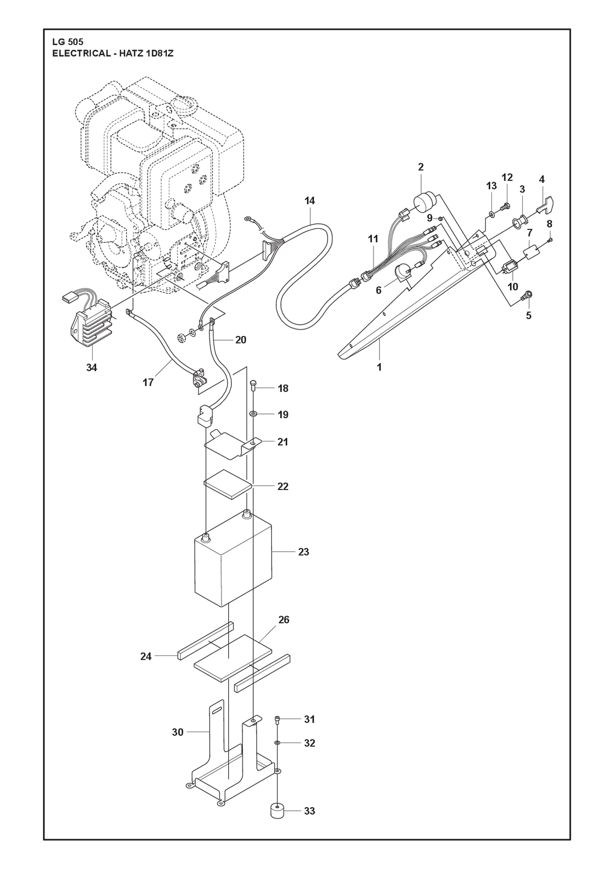 Husqvarna 594432201 onderdelentekening - positie 1