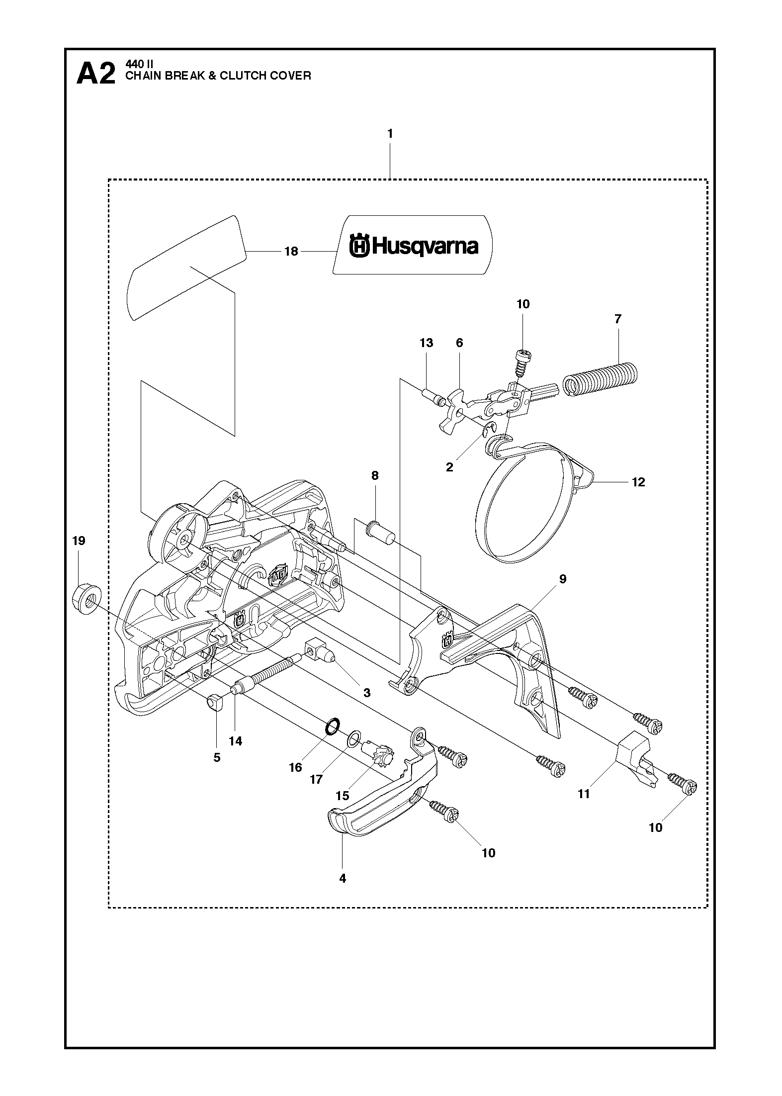 Husqvarna 501388201 onderdelentekening - positie 1
