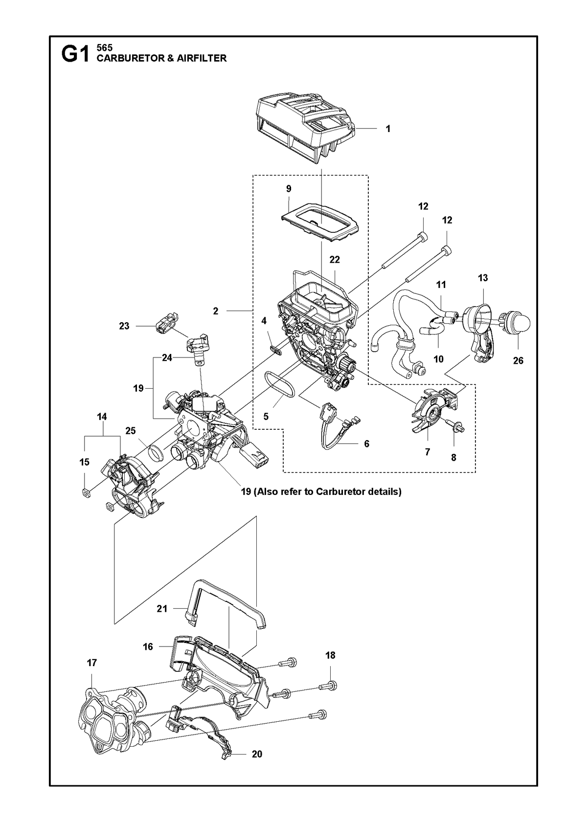 Husqvarna 575526403 onderdelentekening - positie 1