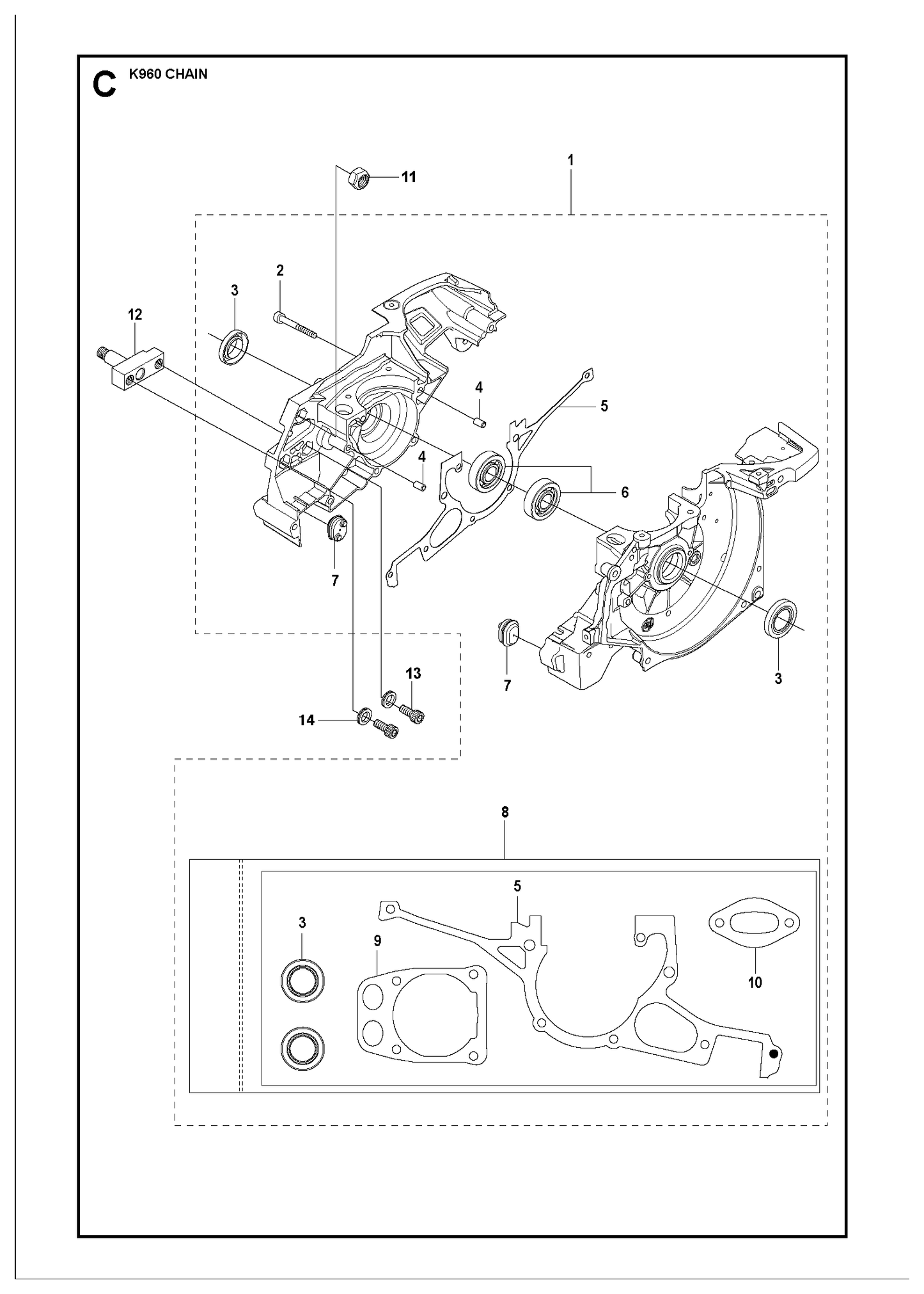 Husqvarna 504887301 onderdelentekening - positie 1