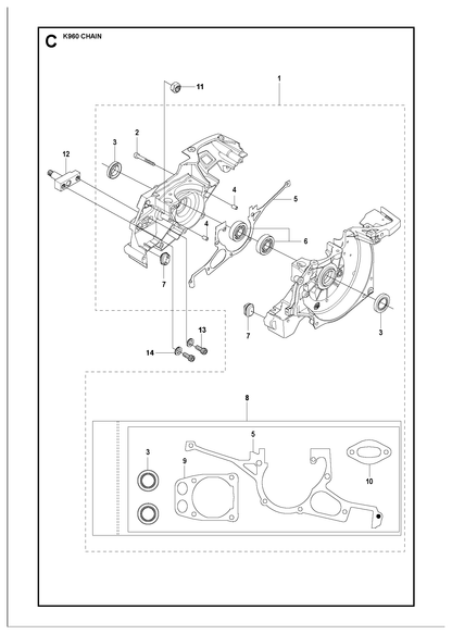 Husqvarna 504887301 onderdelentekening - positie 1