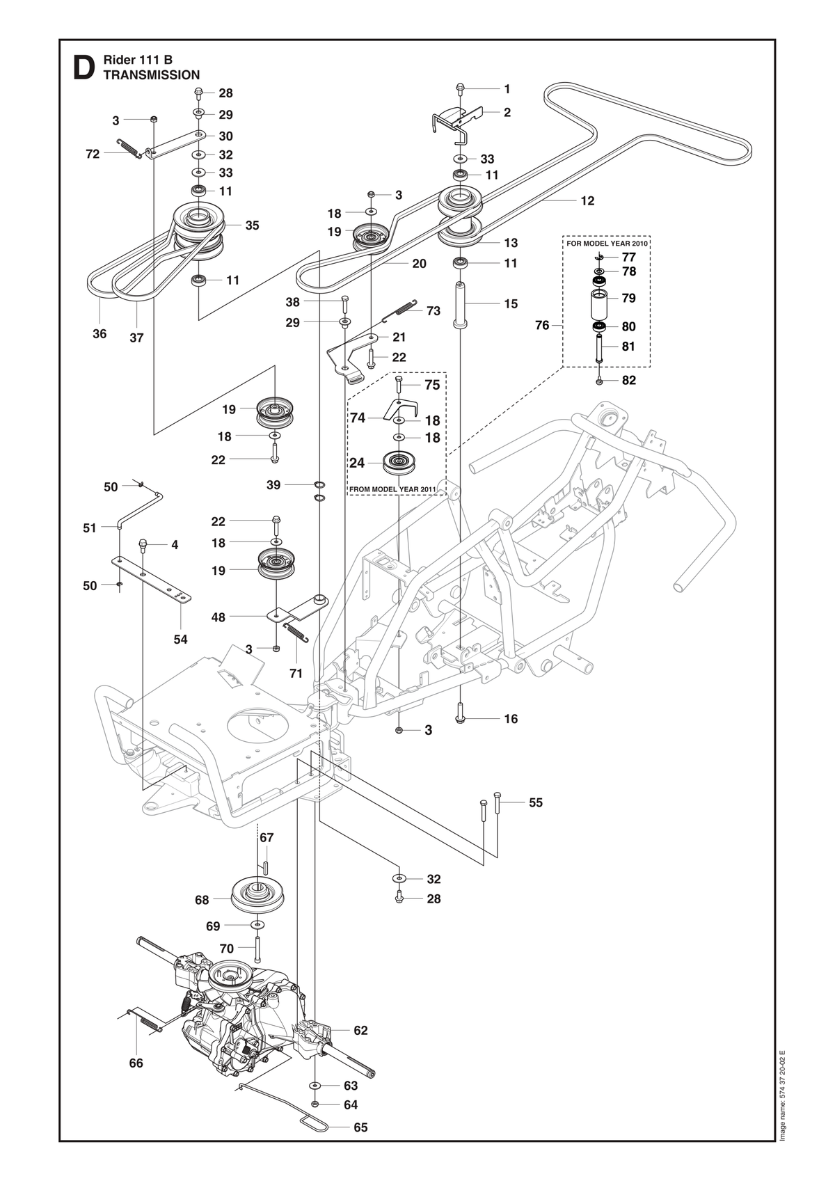 Husqvarna 525391901 onderdelentekening - positie 65