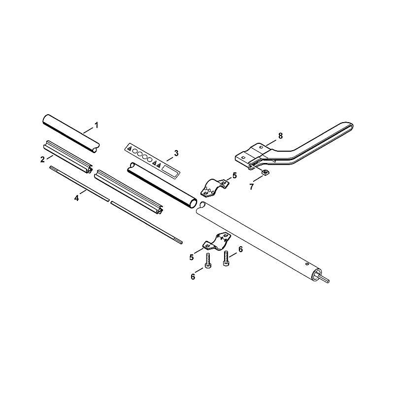 STIHL 6440-710-7100 schacht (lang) positie 1 technische tekening