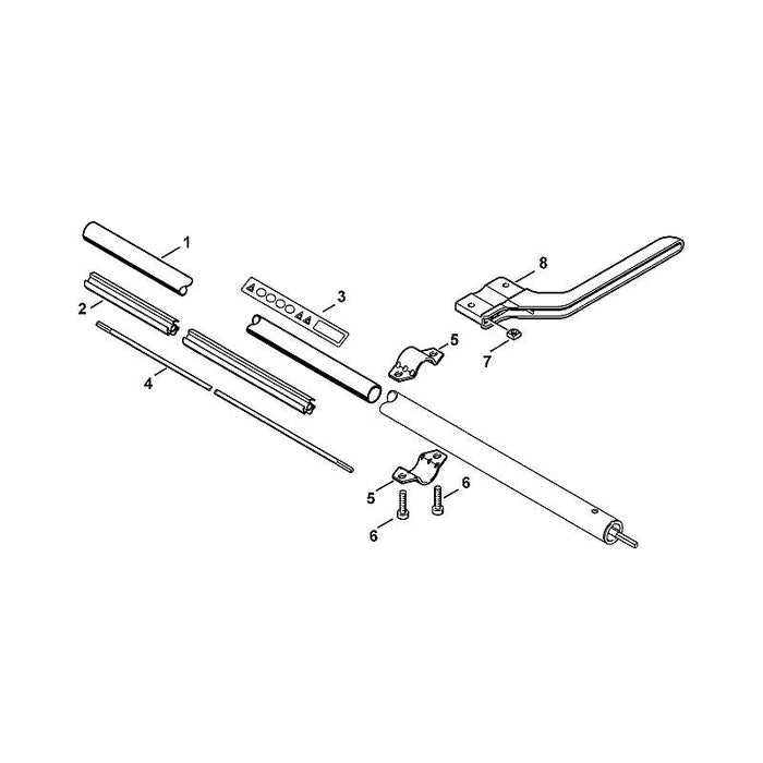 STIHL 6440-710-7100 schacht (lang) positie 1 technische tekening