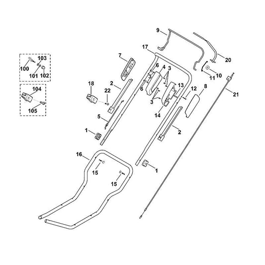 STIHL 6103-760-1510 schakelhendel positie 9 technische tekening