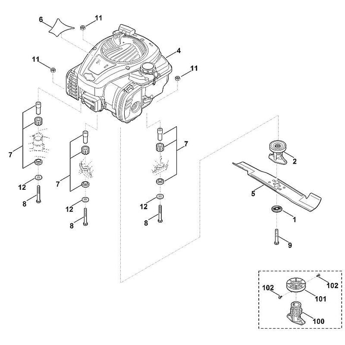 STIHL 6105-702-5021 messenbus positie 100 technische tekening