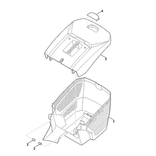 STIHL 6338-760-2100 bovenste gedeelte grasopvangbox positie 2 technische tekening