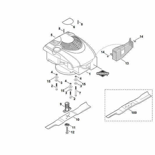 STIHL 9039-488-9072 bout 10-32x3/8" positie 14 technische tekening