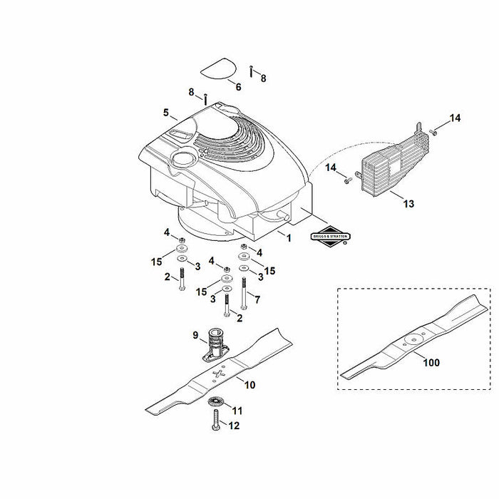 STIHL 9039-488-9072 bout 10-32x3/8" positie 14 technische tekening