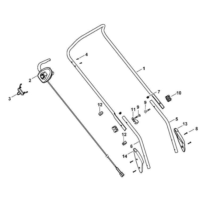 STIHL 6336-703-1220 bovenstuk duwstang positie 1 technische tekening