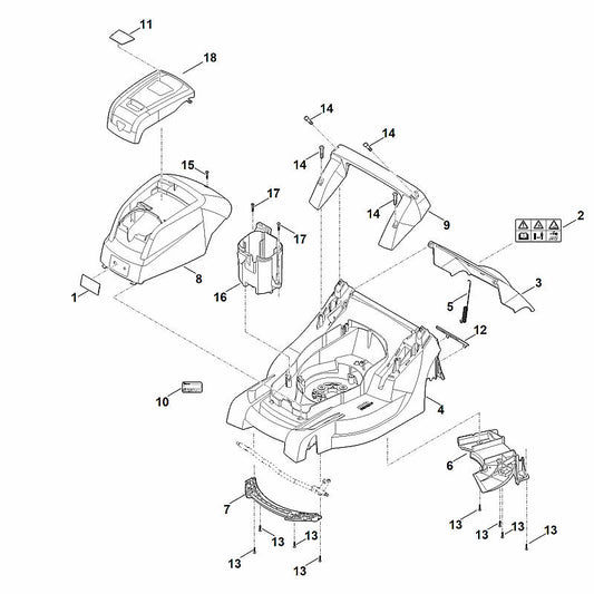 STIHL 6338-760-2210 motorkap positie 8 technische tekening