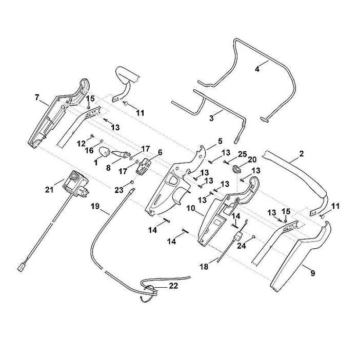 STIHL 6340-430-0400 dodemansschakelaar  EUR positie 21 technische tekening