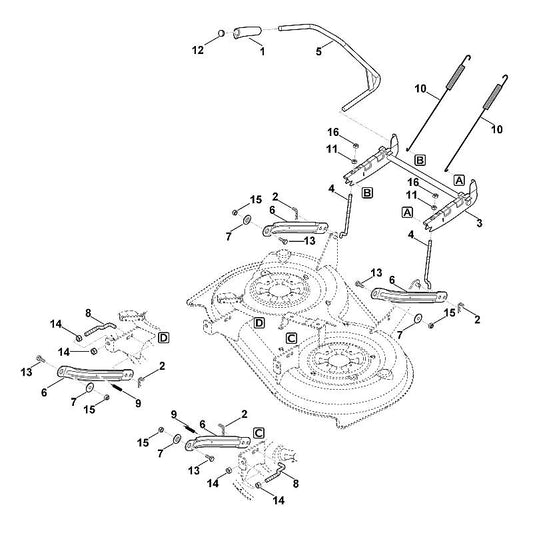 STIHL 6165-703-4100 handgreep positie 1 technische tekening