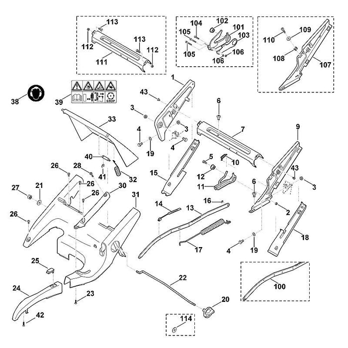 STIHL 6375-703-1700 stang positie 22 technische tekening