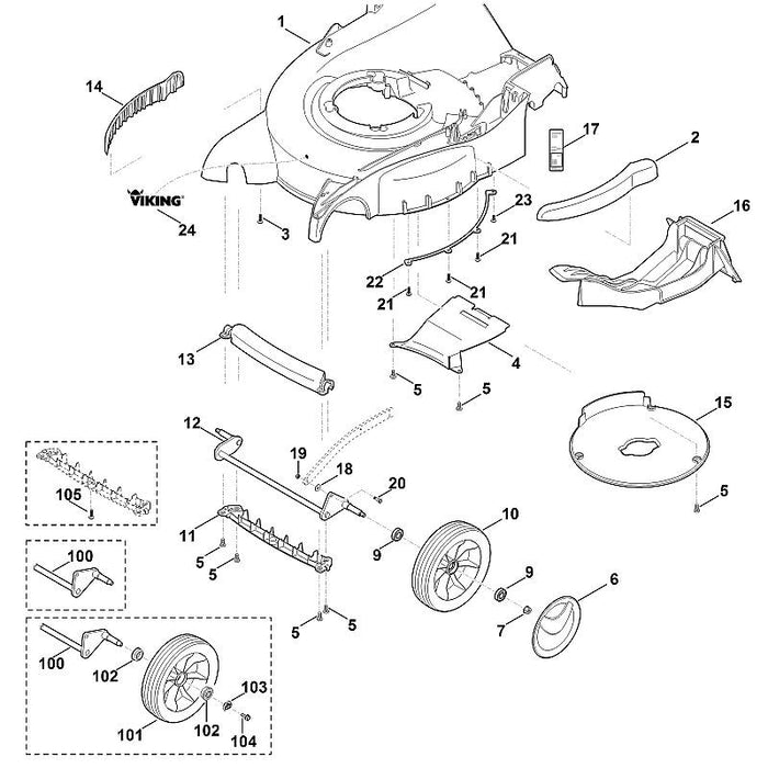 STIHL 6375-766-8300 mulchhulpstuk positie 16 technische tekening