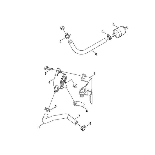 STIHL 0001-358-0801 slang positie 6 technische tekening