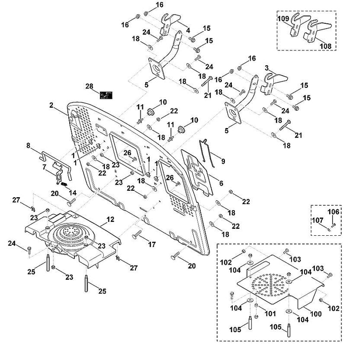 STIHL 6170-763-1100 achterwand positie 2 technische tekening