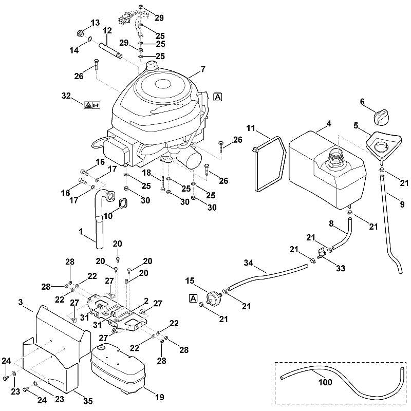 STIHL 6170-350-2730 brandstofslang positie 34 technische tekening