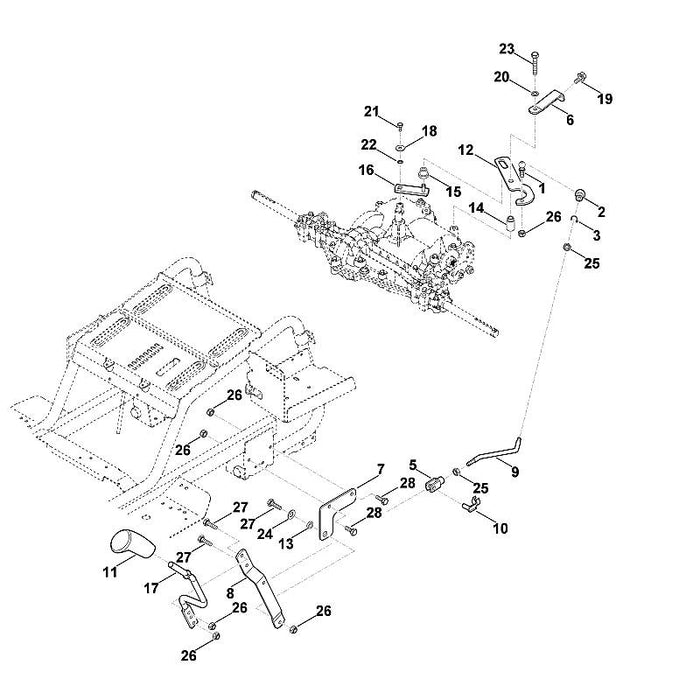 STIHL 6160-764-3400 schakelstang positie 9 technische tekening