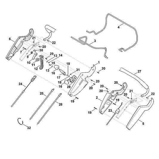 STIHL 6375-180-1130 gaskabel positie 26 technische tekening