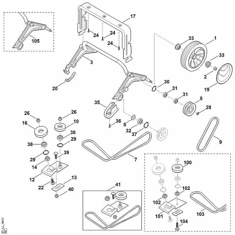 STIHL 6290-007-1091 Set omkeerrol positie 41 technische tekening