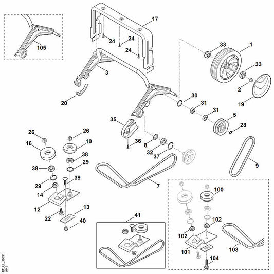 STIHL 6290-007-1091 Set omkeerrol positie 41 technische tekening