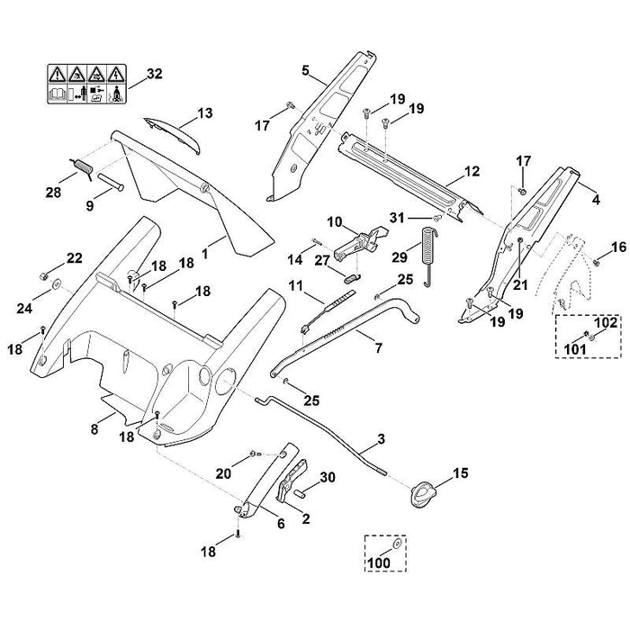 STIHL 6340-763-4501 steunstang positie 12 technische tekening