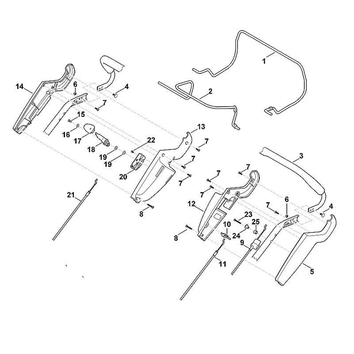STIHL 6375-780-3000 bovenstuk duwstang positie 3 technische tekening