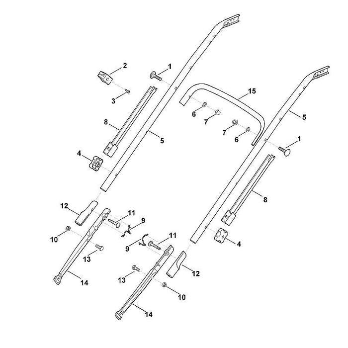 STIHL 6375-763-4900 middenstuk duwstang positie 5 technische tekening