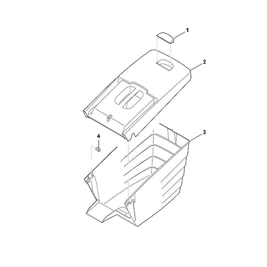 STIHL 6375-703-9606 onderste gedeelte grasopvangbox positie 3 technische tekening