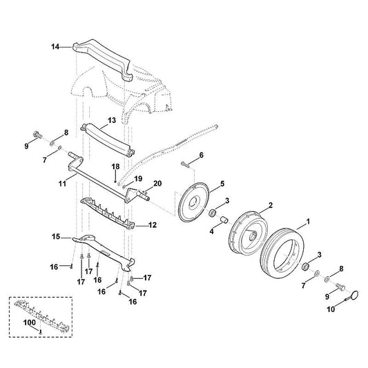 STIHL 6375-700-0422 wiel compl. positie -1 technische tekening