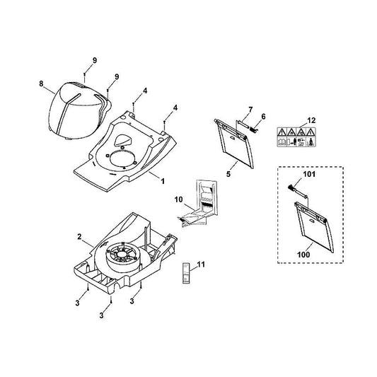 STIHL 6117-701-1025 bovenstuk behuizing positie 1 technische tekening