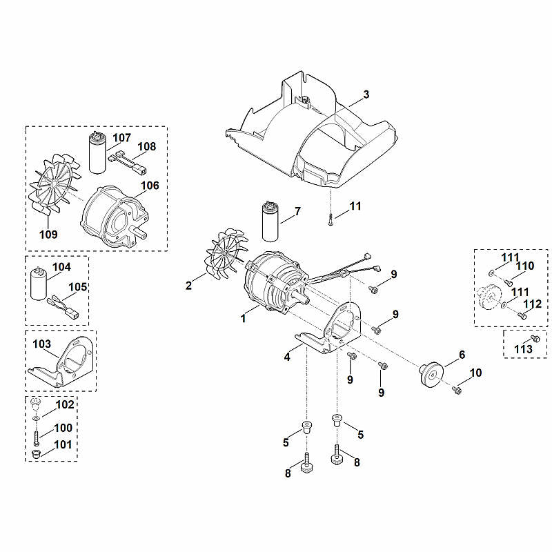 STIHL 0000-440-0702 adapterkabel positie 105 technische tekening