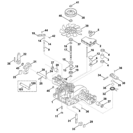 STIHL 0010-643-3600 schakelhendel positie 10 technische tekening