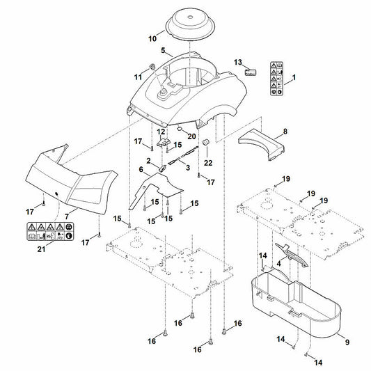 STIHL 6012-700-8530 behuizing positie 5 technische tekening