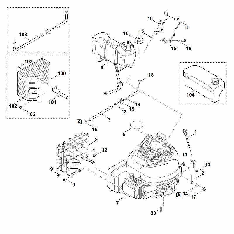 STIHL 6395-350-0500 tankdop positie 10 technische tekening