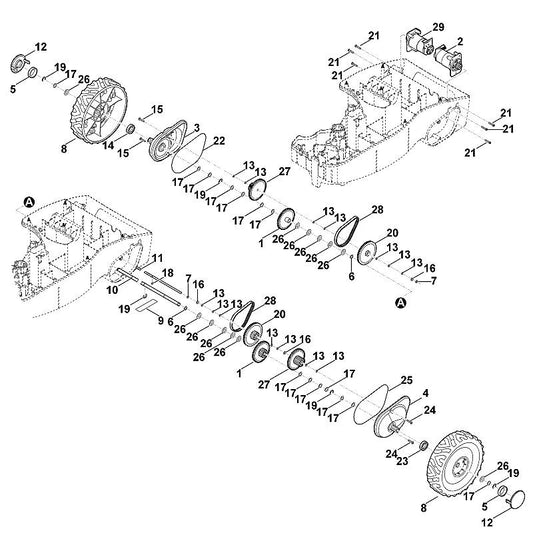 STIHL 6300-640-5800 transmissiedeksel positie 3 technische tekening