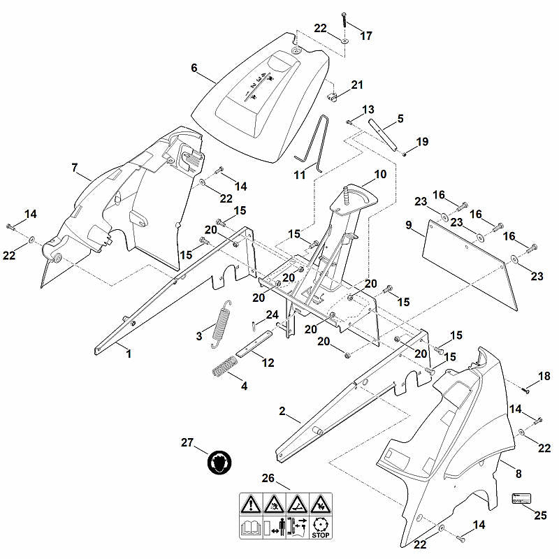 STIHL 6380-700-7215 zijplaat links positie 2 technische tekening