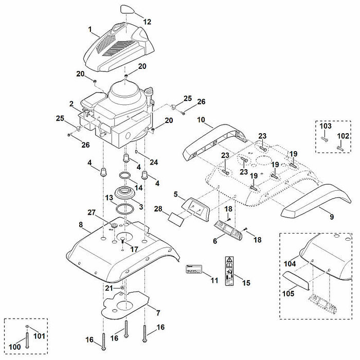 STIHL 9039-488-9074 snijbout 10-32x5/8" positie 26 technische tekening