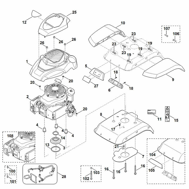 STIHL 6241-967-3820 typeaanduiding HB 585 positie 12 technische tekening