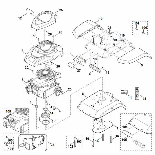 STIHL 6241-967-3820 typeaanduiding HB 585 positie 12 technische tekening
