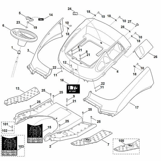STIHL 6160-967-3810 typeaanduiding MT 5097 positie 16 technische tekening