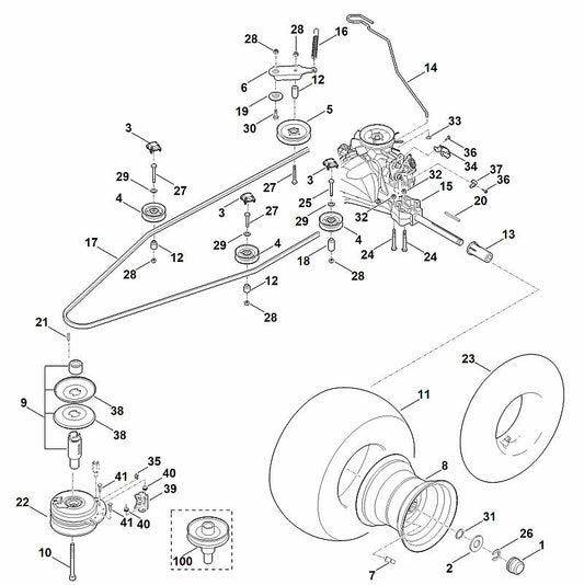 STIHL 9045-348-9052 cilinderbout 7/16"x5,5" positie 10 technische tekening