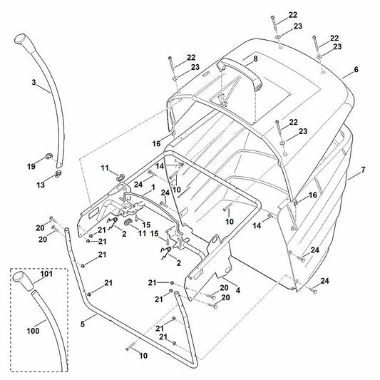 STIHL 6160-706-3400 deksel positie 6 technische tekening