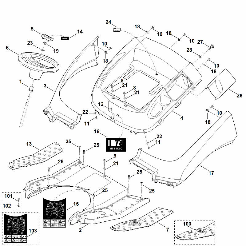 STIHL 6170-967-3820 typeaanduiding MT 6112 C positie 16 technische tekening