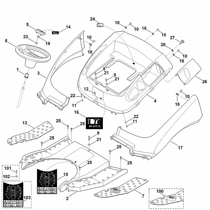STIHL 6170-780-2090 afdekking compl. positie 2 technische tekening