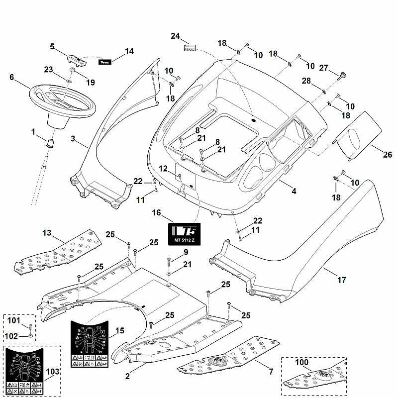 STIHL 6160-967-3850 typeaanduiding MT 5112 Z positie 16 technische tekening