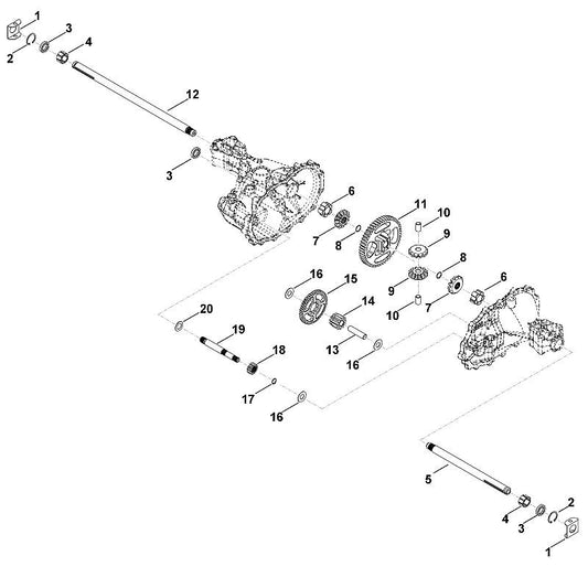 STIHL 0012-642-0600 Aandrijfas links positie 5 technische tekening